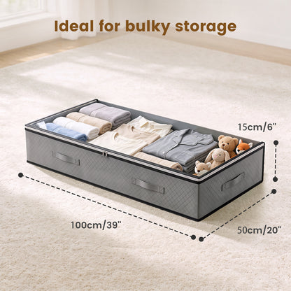 4 Pack 90L Underbed Storage, Under Bed Storage Containers with Clear Window, Underbed Storage Bins for Clothing, Bedding, Dark Gray