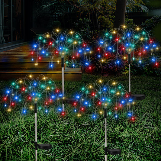 Garden Decor Solar Lights Outdoor,4Pack 120LED Waterproof Colorful Solar Garden Lights Outdoor Decoration,Yard, Patio, Porch,Flower Pot,Pathway,Christmas
