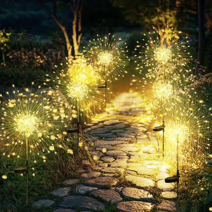 Solar Lights Outdoor Decorative, Solar Garden Lights, 6 Pack Firework Stake Lights for Garden Decor, Unique Gifts for Women, Gifts for Grandma, Warm White - 120 LED