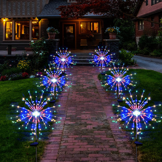 Garden Decor Solar Lights Outdoor,6Pack 120LED Waterproof Colorful Solar Garden Lights Outdoor Decoration,Yard, Patio, Porch,Flower Pot,Pathway,Christmas