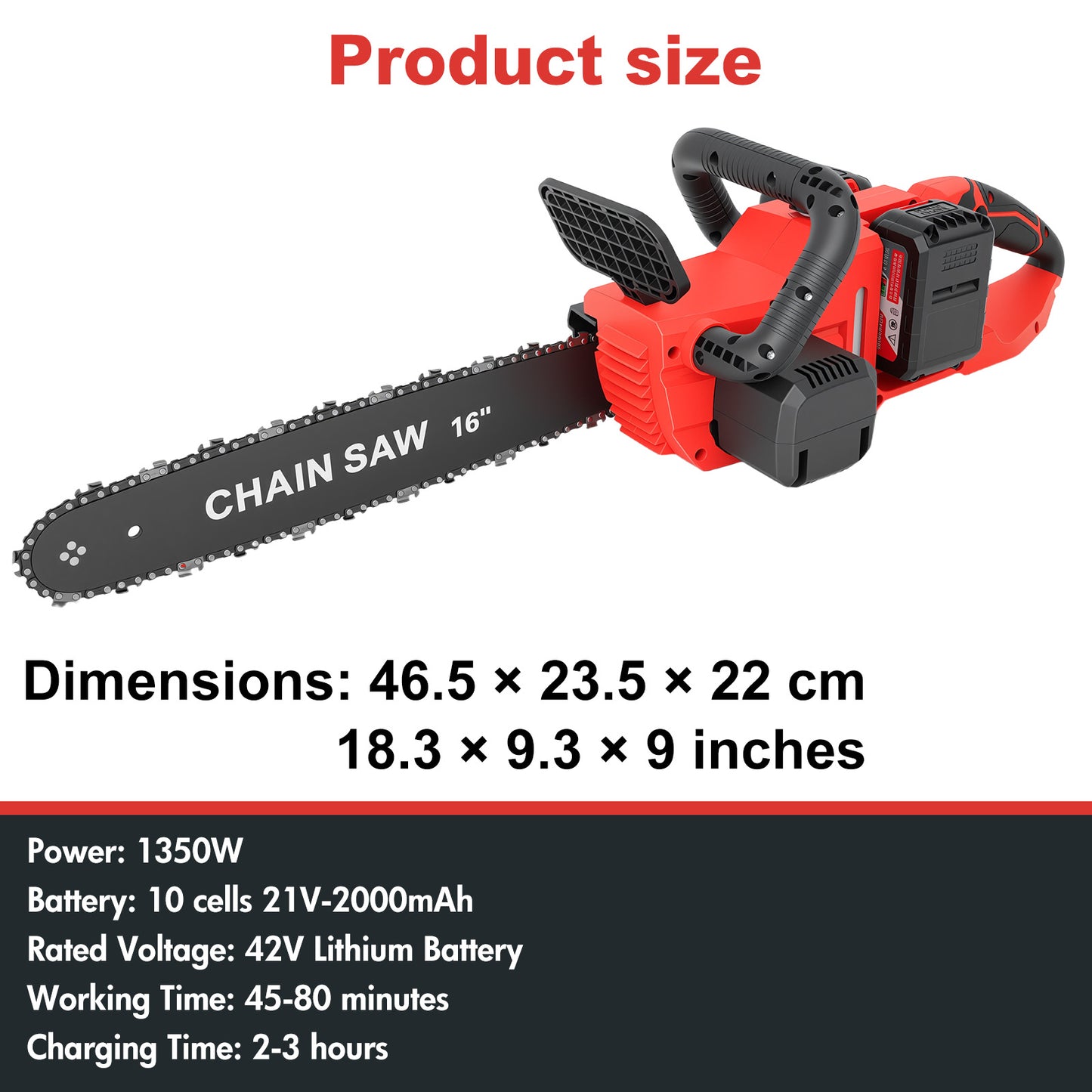 16-inch Cordless Chainsaw with 2x3000mAh Batteries, Electric Chainsaw with 3 Chains & Dual Chargers for Wood Cutting Tree Trimming