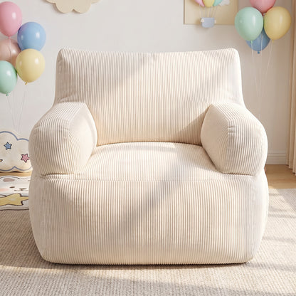 BAOKALER Kids Bean Bag Chair, Filled with Memory Foam, Toddler Kids Floor Lazy Sofa with Side Pocket, Lightweight Comfort Lounge Chair for Gaming, Reading, Relaxing, Beige