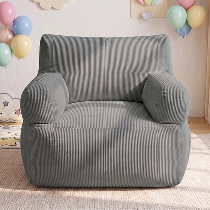 BAOKALER Kids Bean Bag Chair, Filled with Memory Foam, Toddler Kids Floor Lazy Sofa with Side Pocket, Lightweight Comfort Lounge Chair for Gaming, Reading, Relaxing, Gray